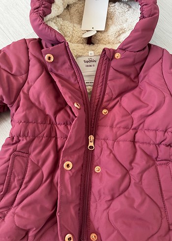 Bordo Kürklü Kız Çocuk Kapüşonlu Mont - Görsel 2