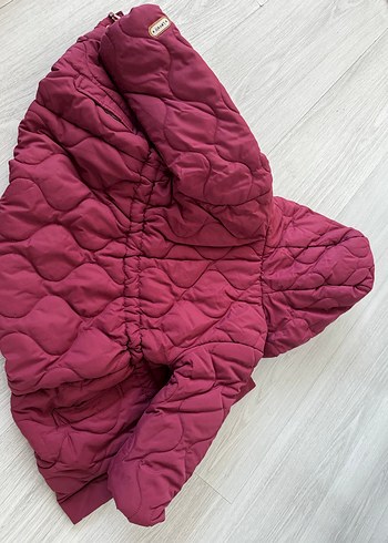 Bordo Kürklü Kız Çocuk Kapüşonlu Mont - Görsel 4