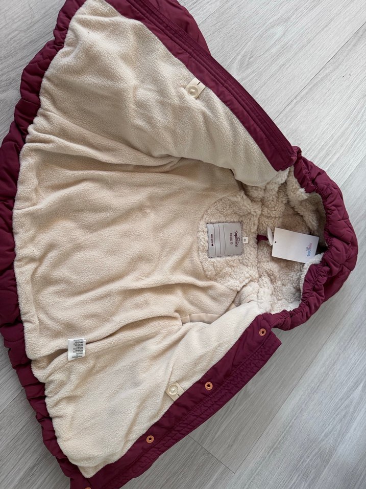 Bordo Kürklü Kız Çocuk Kapüşonlu Mont - Görsel 3