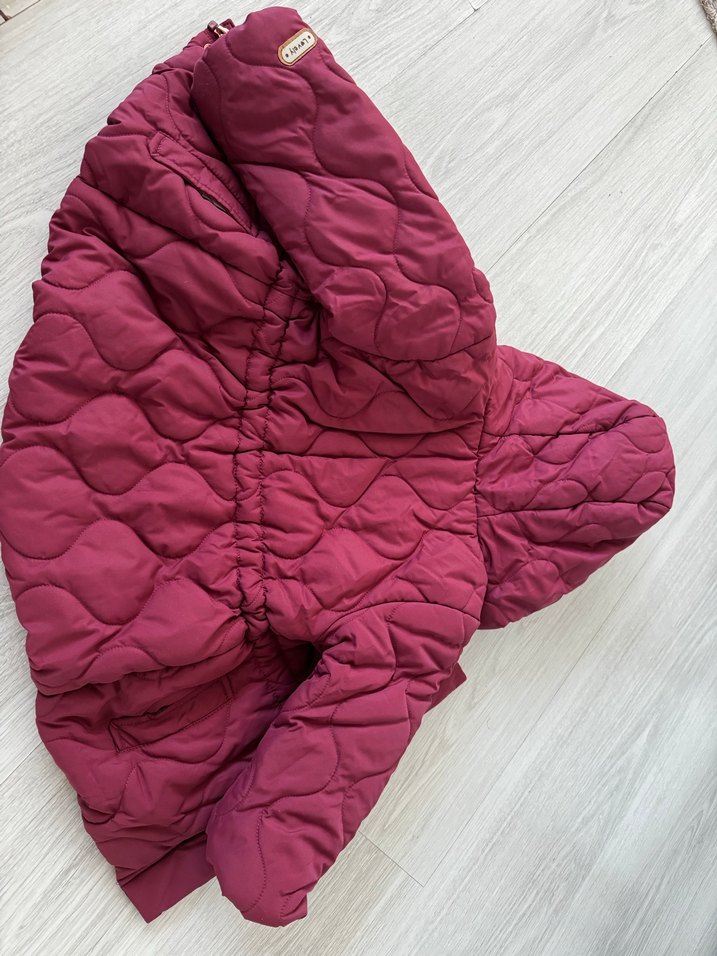 Bordo Kürklü Kız Çocuk Kapüşonlu Mont - Görsel 4