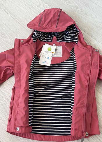 Kız Çocuk Kapüşonlu Koyu Pembe Yağmurluk - Görsel 2