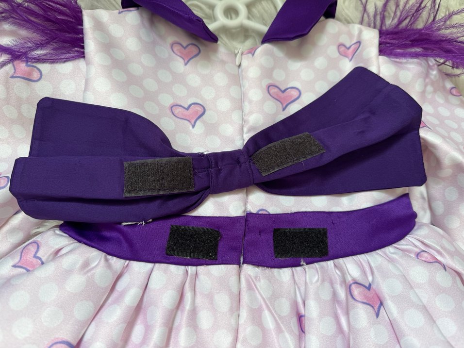 Kız Çocuk Mor Desenli Fırfırlı Elbise - Görsel 4