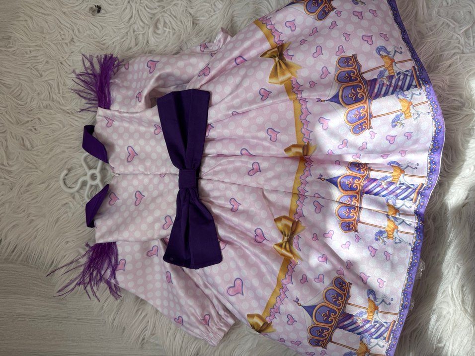 Kız Çocuk Mor Desenli Fırfırlı Elbise - Görsel 3