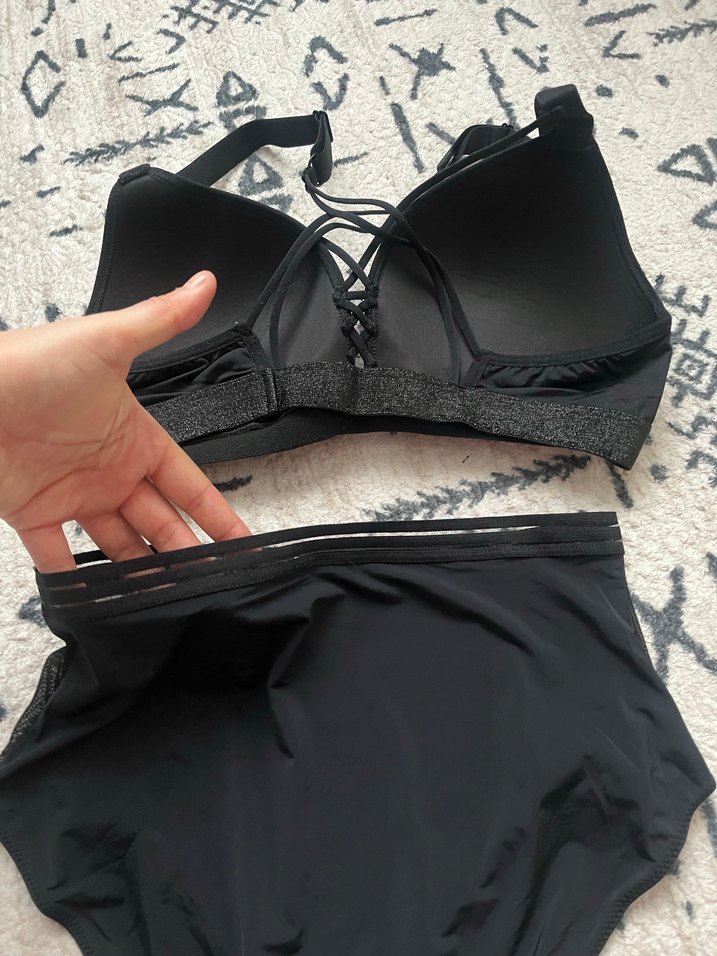 Siyah Goth Atletik bralet Sütyen Takımı - Görsel 3