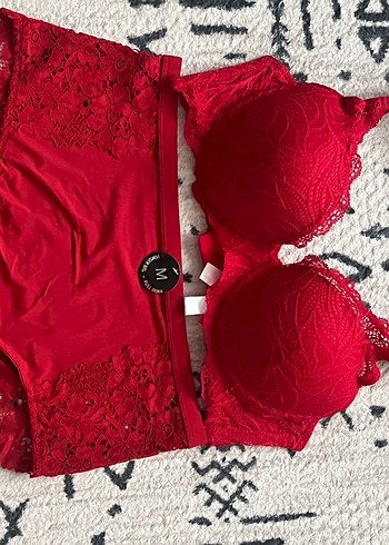 Koyu Kırmızı Bohem Dantel Sütyen Takımı - Görsel 3