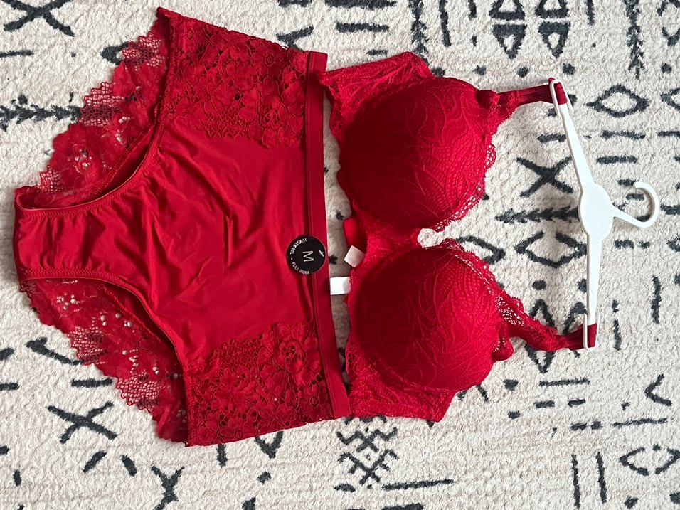 Koyu Kırmızı Bohem Dantel Sütyen Takımı - Görsel 3