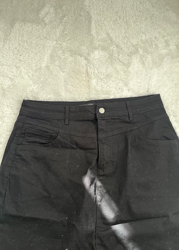 Siyah Midi Kot Etek - Görsel 2