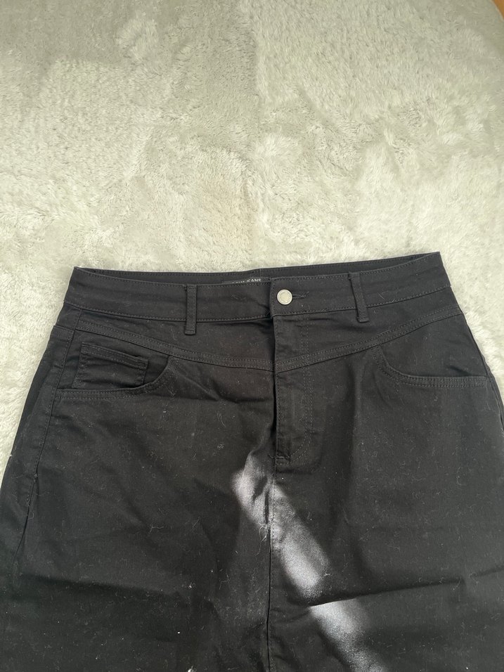 Siyah Midi Kot Etek - Görsel 2