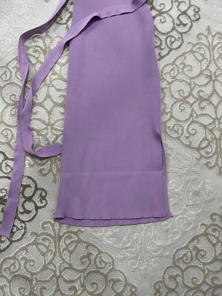 Dantel Detaylı Mor Bohem Uzun Elbise - Görsel 2