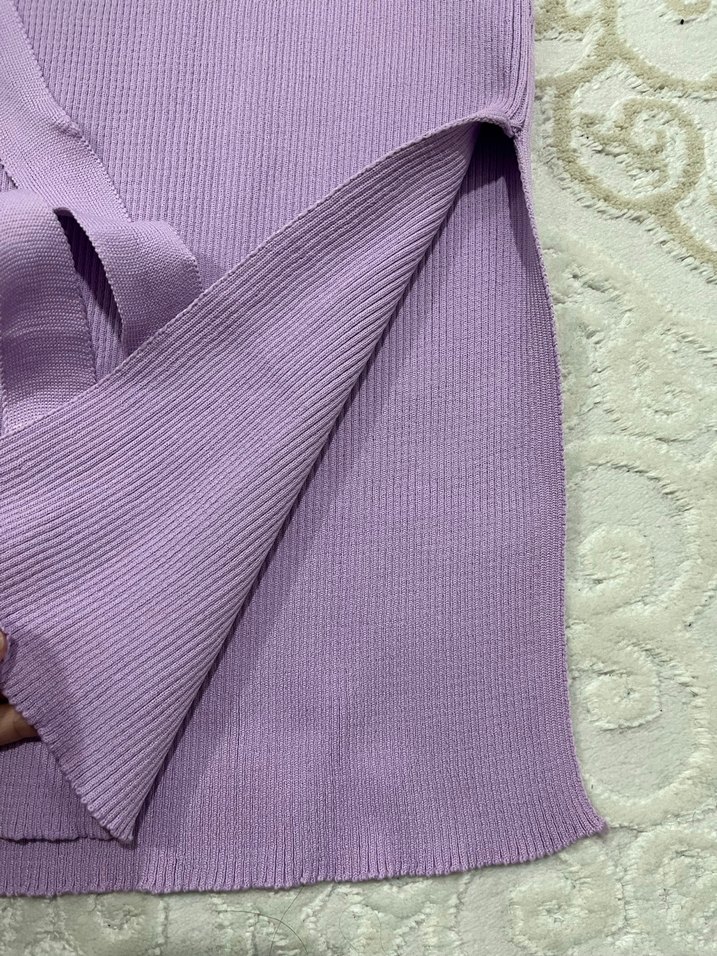 Dantel Detaylı Mor Bohem Uzun Elbise - Görsel 4