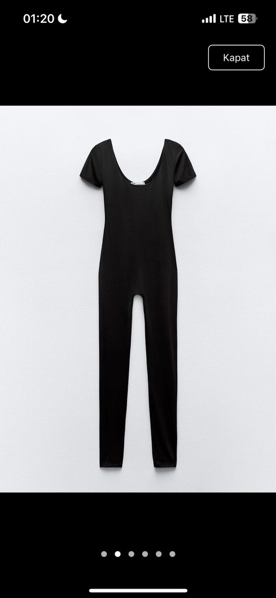 V Yaka Siyah Kısa Kollu Kadın Tulum - Görsel 2