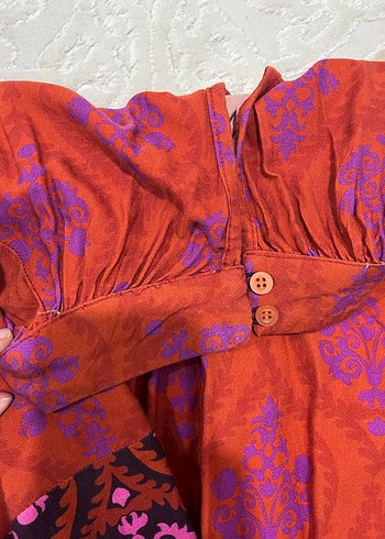 Bordo Nakışlı Bohem Kadın Tunik - Görsel 7