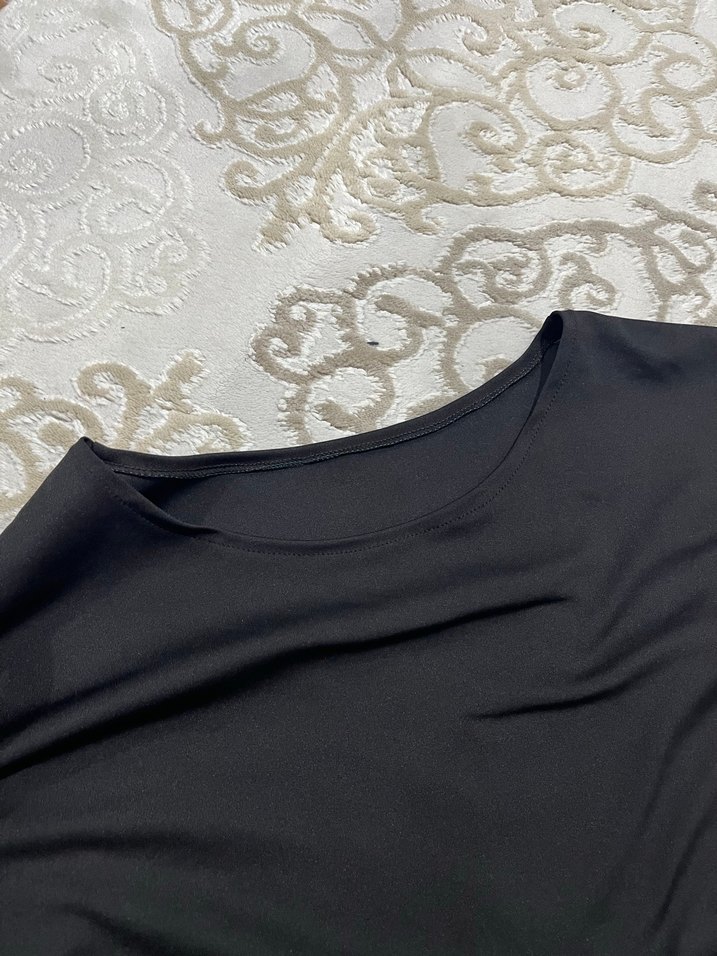 Kadın Siyah Uzun Kollu Salaş Elbise - Görsel 4