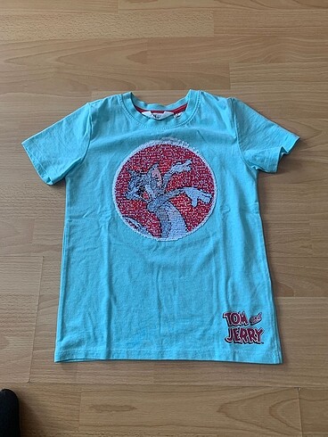 Çift yönlü pullu tişört H&M marka 6-8 yaş TOM JERRY