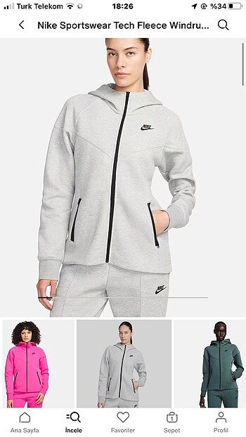 m Beden gri Renk Nike tech fleece
