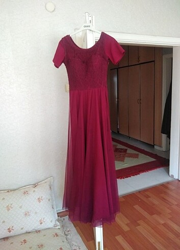 l Beden bordo Renk ABİYE (GECE ELBİSESİ)