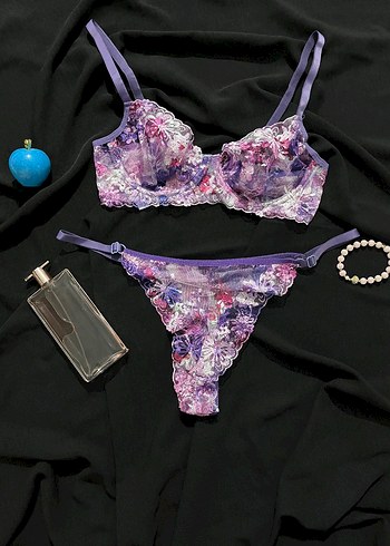 Mor Tie-Dye Desenli Mini Sütyen Takımı