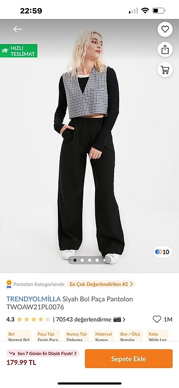 Trendyolmilla Siyah Bol Paça Pantolon
