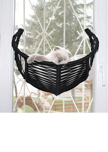Kedi için Siyah Asma Yatak - Görsel 2