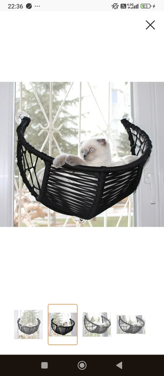 Kedi için Siyah Asma Yatak - Görsel 3