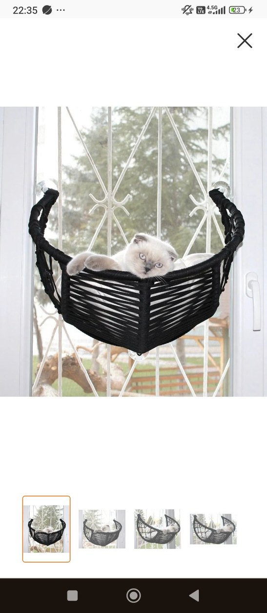 Kedi için Siyah Asma Yatak - Görsel 2