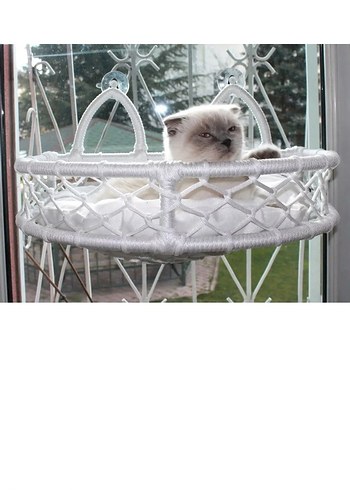 Beyaz Örgü Kedi Sepeti - Görsel 3