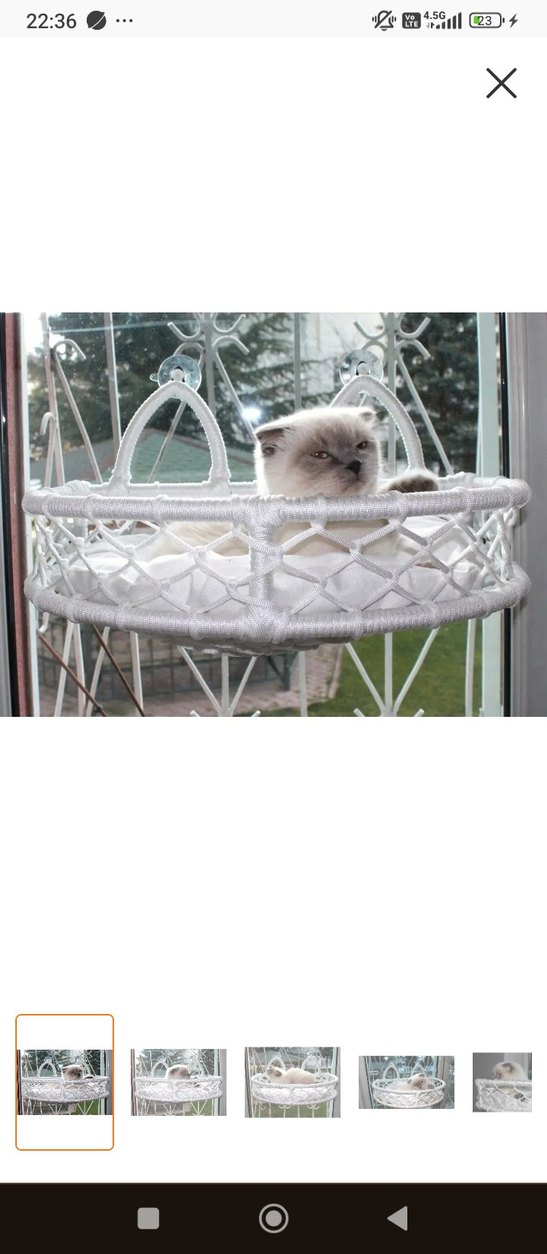 Beyaz Örgü Kedi Sepeti - Görsel 3