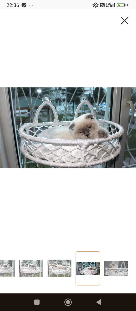 Beyaz Örgü Kedi Sepeti - Görsel 2