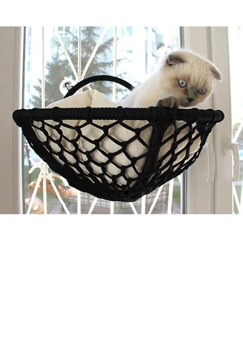 Gri Sepet Tasarımlı Beyaz Kedi Yatağı - Görsel 2