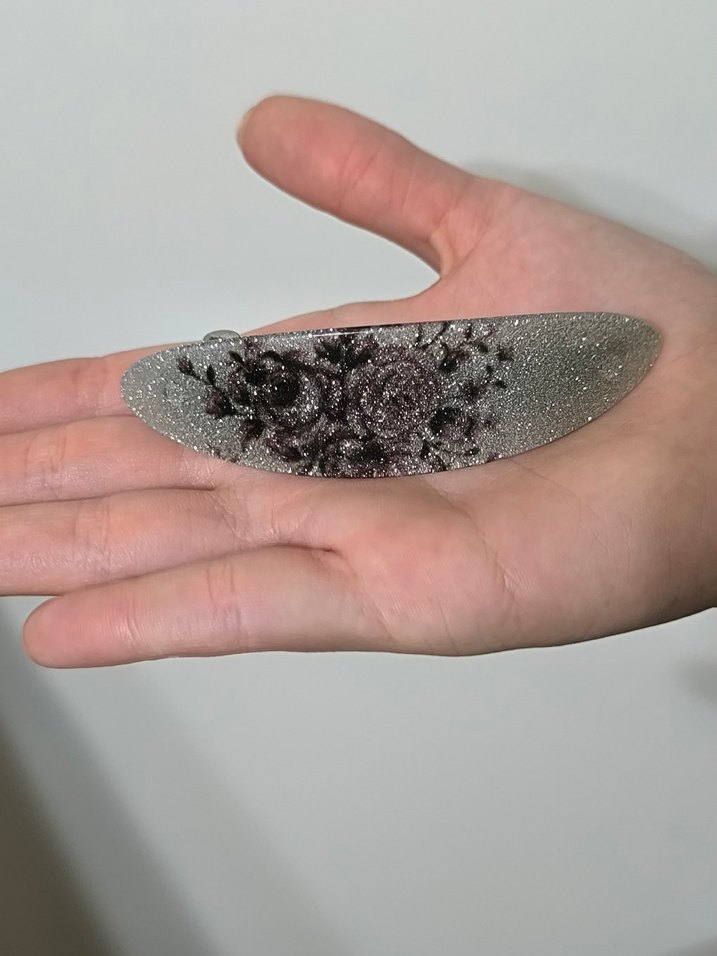 Payetli Gri Vintage Saç Tokası - Görsel 2