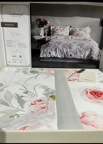 Beden Çiçek Desenli Beyaz Nevresim Takımı