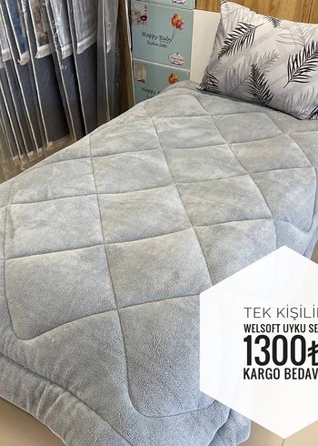 Yataş Bej Kare Desenli Tek Kişilik Yumuşak Uyku Seti