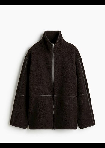 H&M Kahverengi Yüksek Yakalı Kadın peluş Ceket