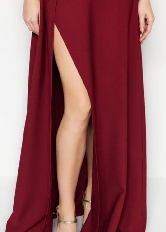 Mürdüm A kesim şık abiye elbise - Görsel 3