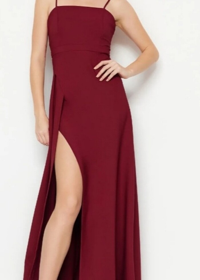 Mürdüm A kesim şık abiye elbise - Görsel 1