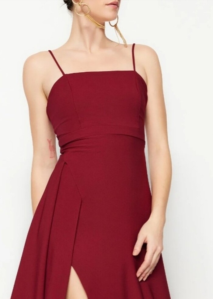 Mürdüm A kesim şık abiye elbise - Görsel 4