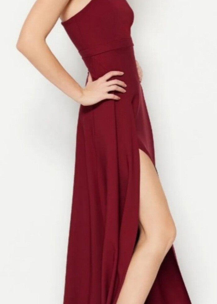 Mürdüm A kesim şık abiye elbise - Görsel 2