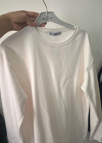 Beyaz Kadın Pamuk Sweatshirt