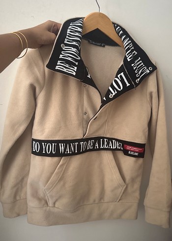 Diğer Bej Baskılı Kemerli Kadın Sweatshirt