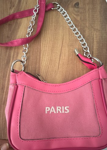 Zincir Detaylı Pembe Paris El Çantası