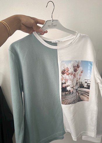 38 Beden Baskılı Uzun Kollu Pamuklu Kadın Sweatshirt