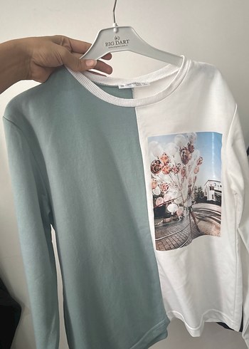 Baskılı Uzun Kollu Pamuklu Kadın Sweatshirt