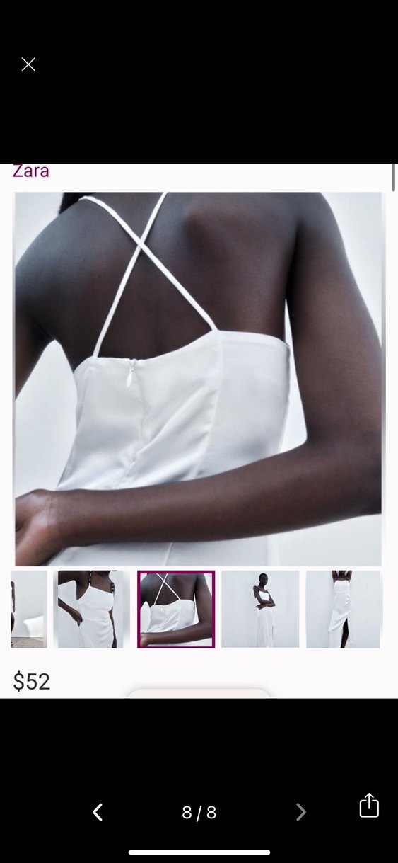 Zara viral Beyaz Straplez Midi Elbise - Görsel 2