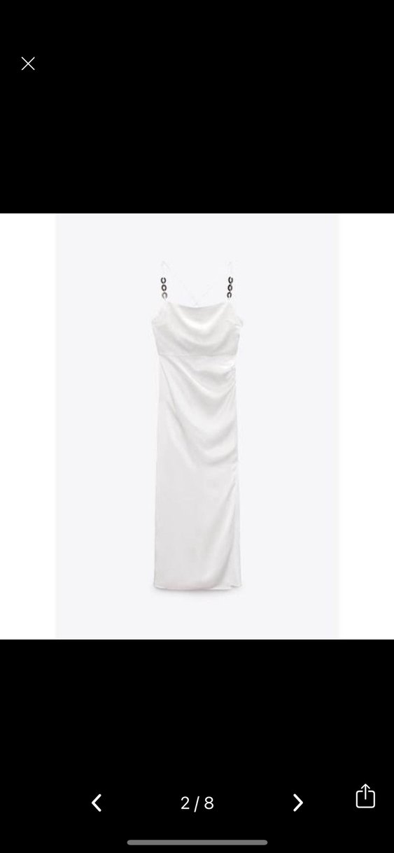 Zara viral Beyaz Straplez Midi Elbise - Görsel 3