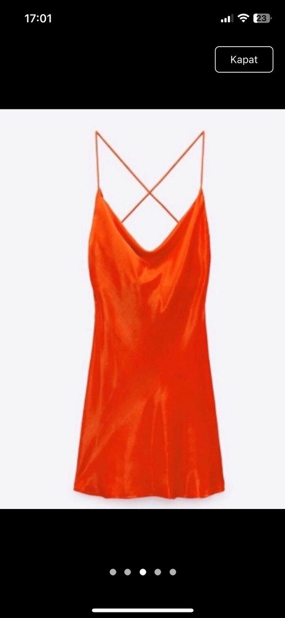 Zara Parlak Turuncu İnce Askılı elbise - Görsel 3