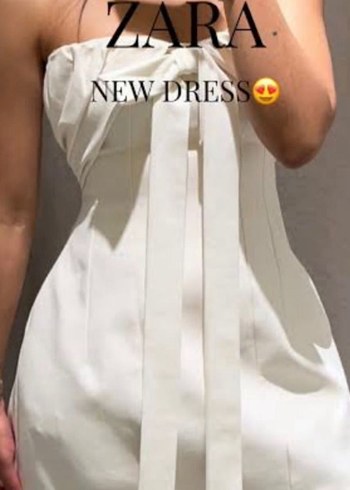 Zara Beyaz Straplez Mini elbise - Görsel 2