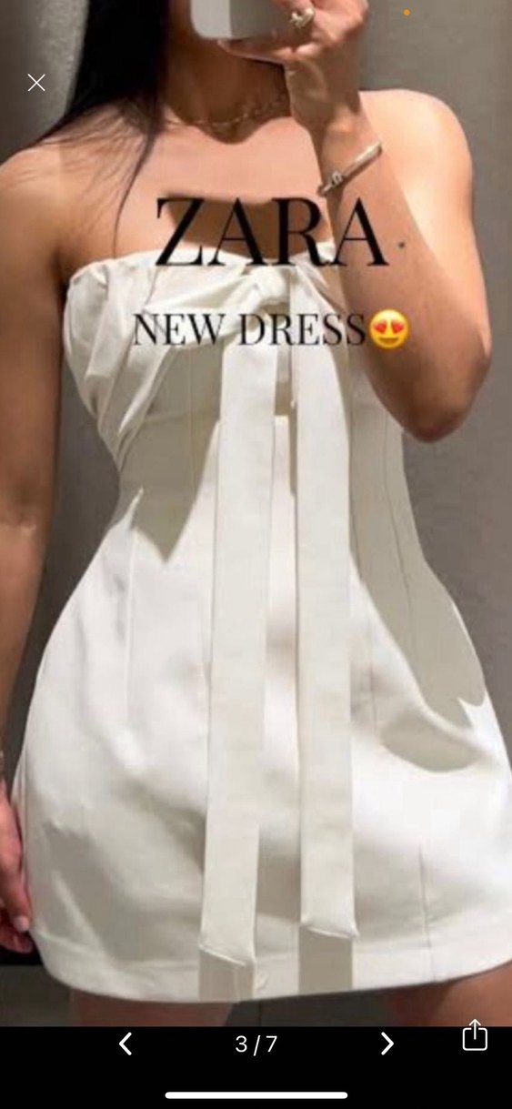 Zara Beyaz Straplez Mini elbise - Görsel 2
