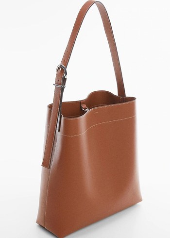 Mango kısa saplı shopper canta kahverengi