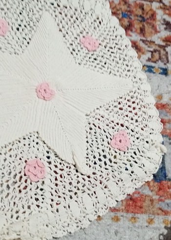 El Yapımı Beyaz Bohem Dantel Örtü - Görsel 2