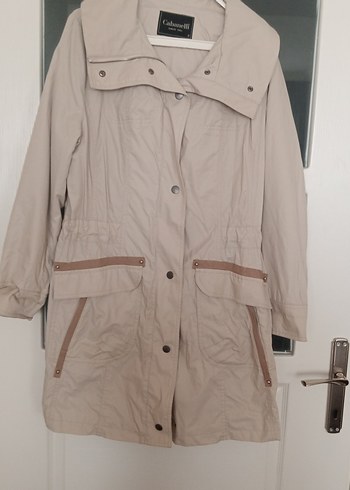 Bej midi boy trençkot - Görsel 2
